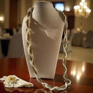 Rare Signed Cadoro Antique Gold Tone & Faux Pearl Necklace